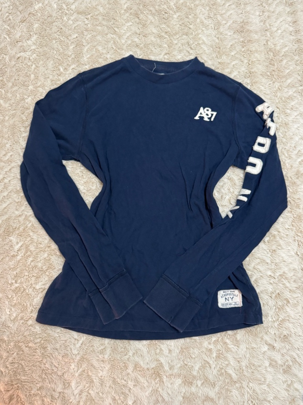 Vintage Men’s Aeropostale navy long sleeve shirt with embroidery